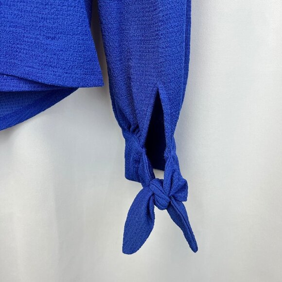 Express Womens Blue Surplice Neck Long Sleeve Pullover Blouse Top Size Small - Picture 7 of 10